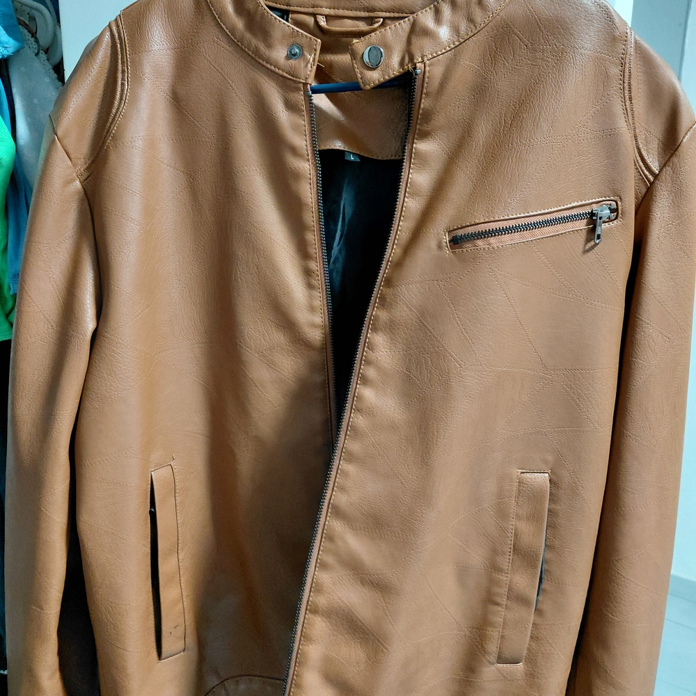 Tan Leather Men's Jacket LARGE